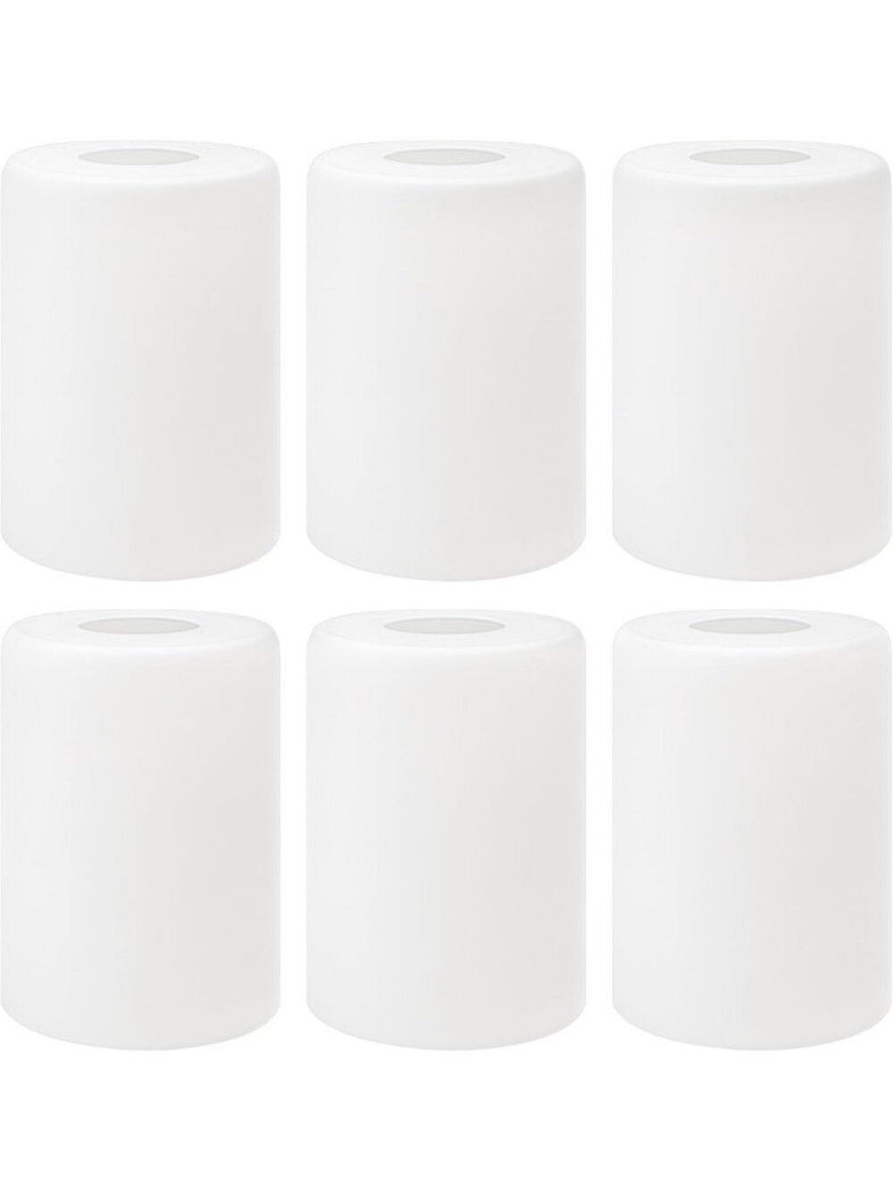 6 Pack White Frosted Glass Lamp Shades - 5.5" Height, 4" Diameter, Cylinder